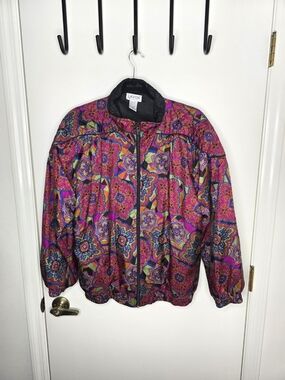 Lavon Women's Pink Multi Paisley Windbreaker Vintage 90's Large